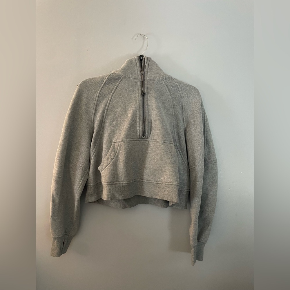 gray lululemon cropped scuba hoodie